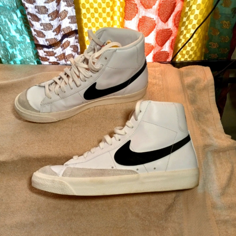 Nike White and Black High-Top Sneakers